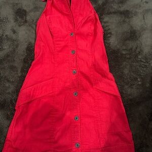 Maeve by Anthropologie Red button halter collared mini dress XXS